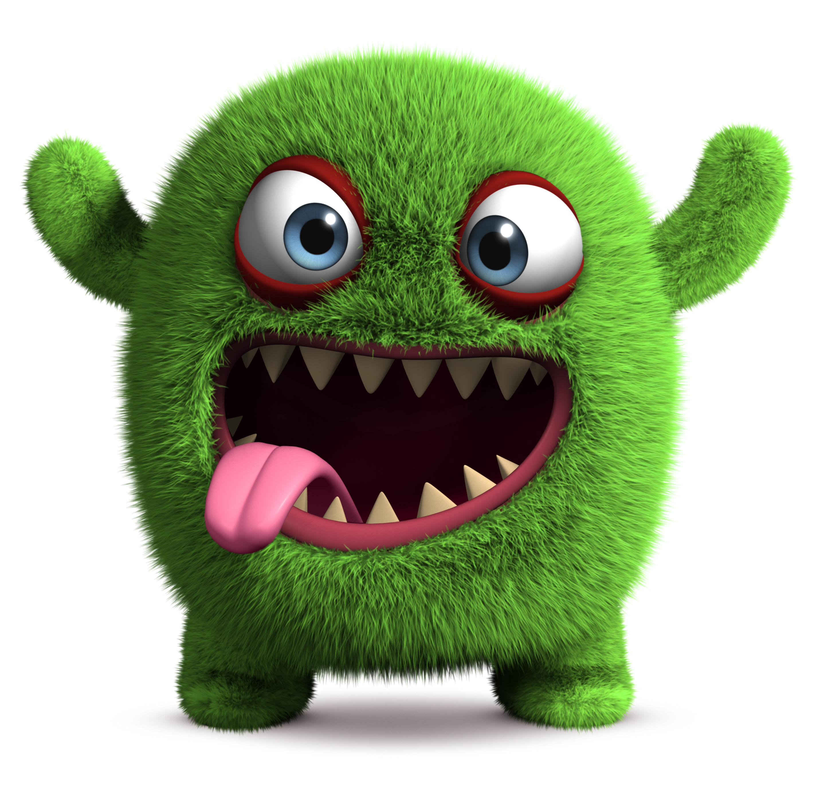 3 d cartoon green cute furry monster